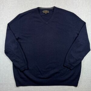 Jos A Bank Reserve 100% Cashmere V-Neck Sweater Mens XXL Navy Blue Luxury Soft